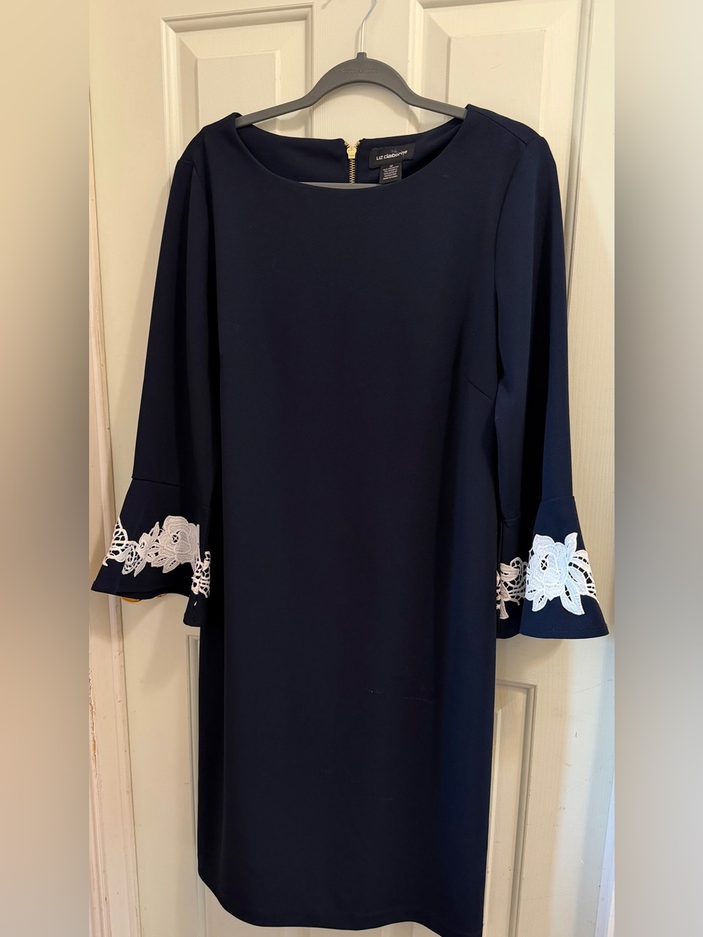 Liz Claiborne Navy Long-Sleeve Dress with Bell Sleeves